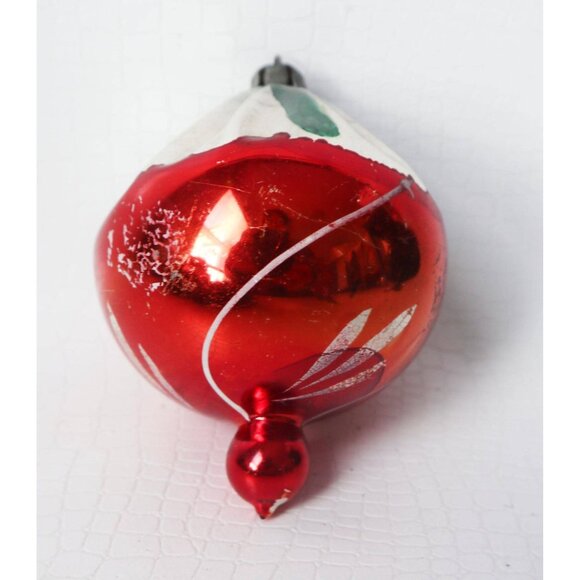 2 Vintage Mercury Glass Christmas Ornaments Tear Drop Shape Old Christmas - Picture 4 of 6